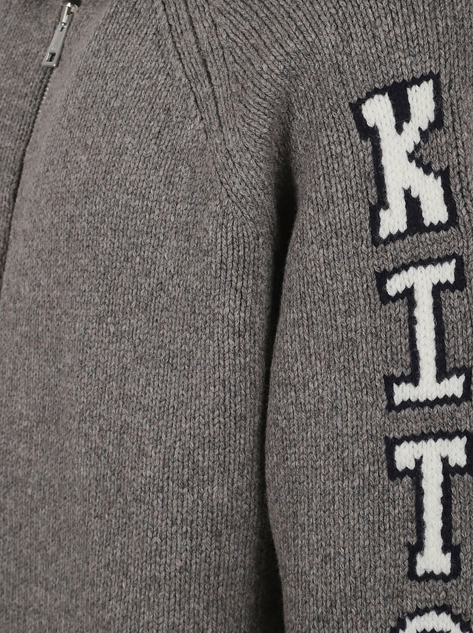 Maison Kitsuné MAISON KITSUNE COLLEGE KNITTED WOOL JACKET Donkergrijs