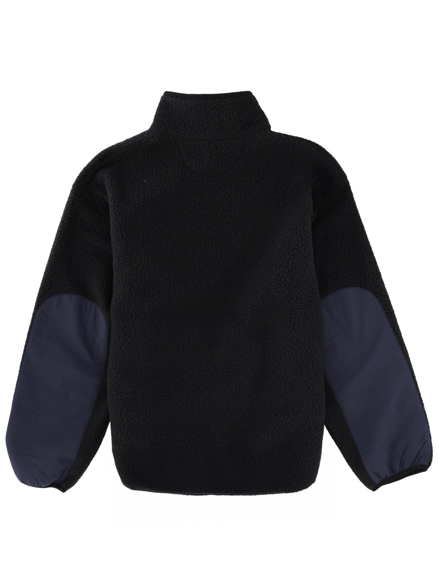 Maison Kitsuné Textured Fleece Polyester Stand Collar Jacket Zwart