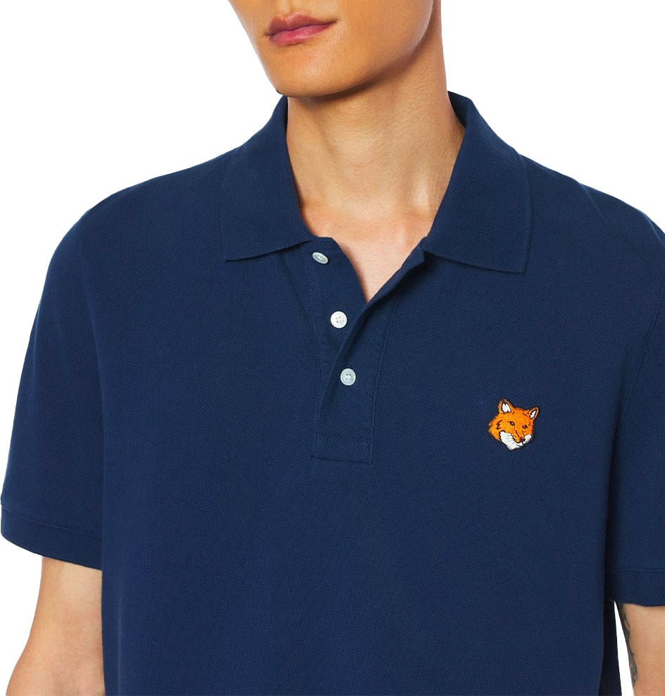 Maison Kitsuné polo a logo brode Blauw