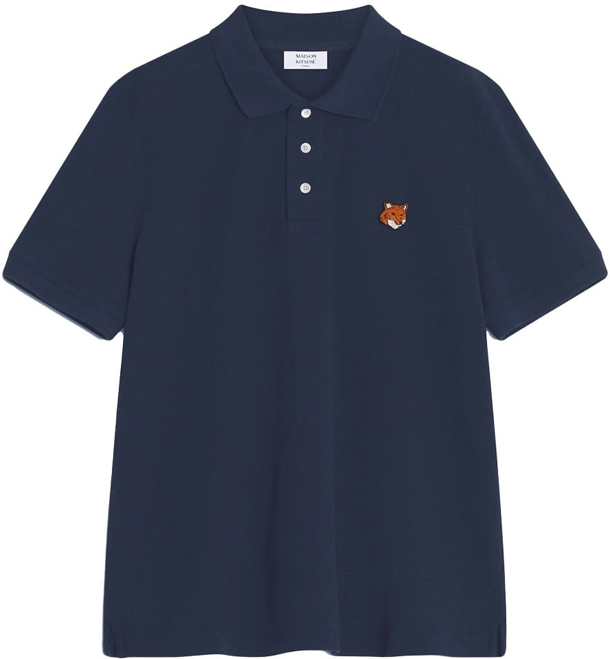Maison Kitsuné polo a logo brode Blauw