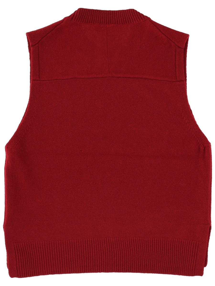 Maison Kitsuné Bordeaux Ribbed Crew Neck Vest Rood