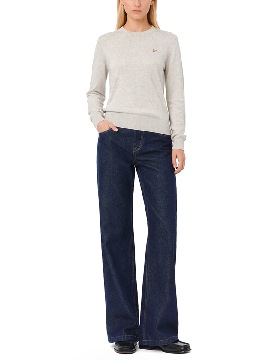 Maison Kitsuné Neutral Wool Regular Fit Sweater Wit