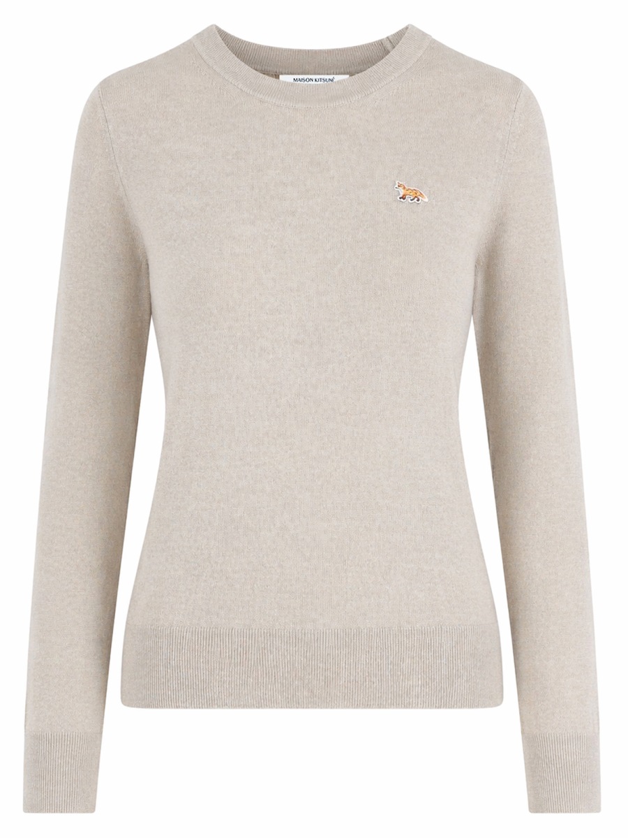 Maison Kitsuné Neutral Baby Fox Crew Neckline Sweater Grijs