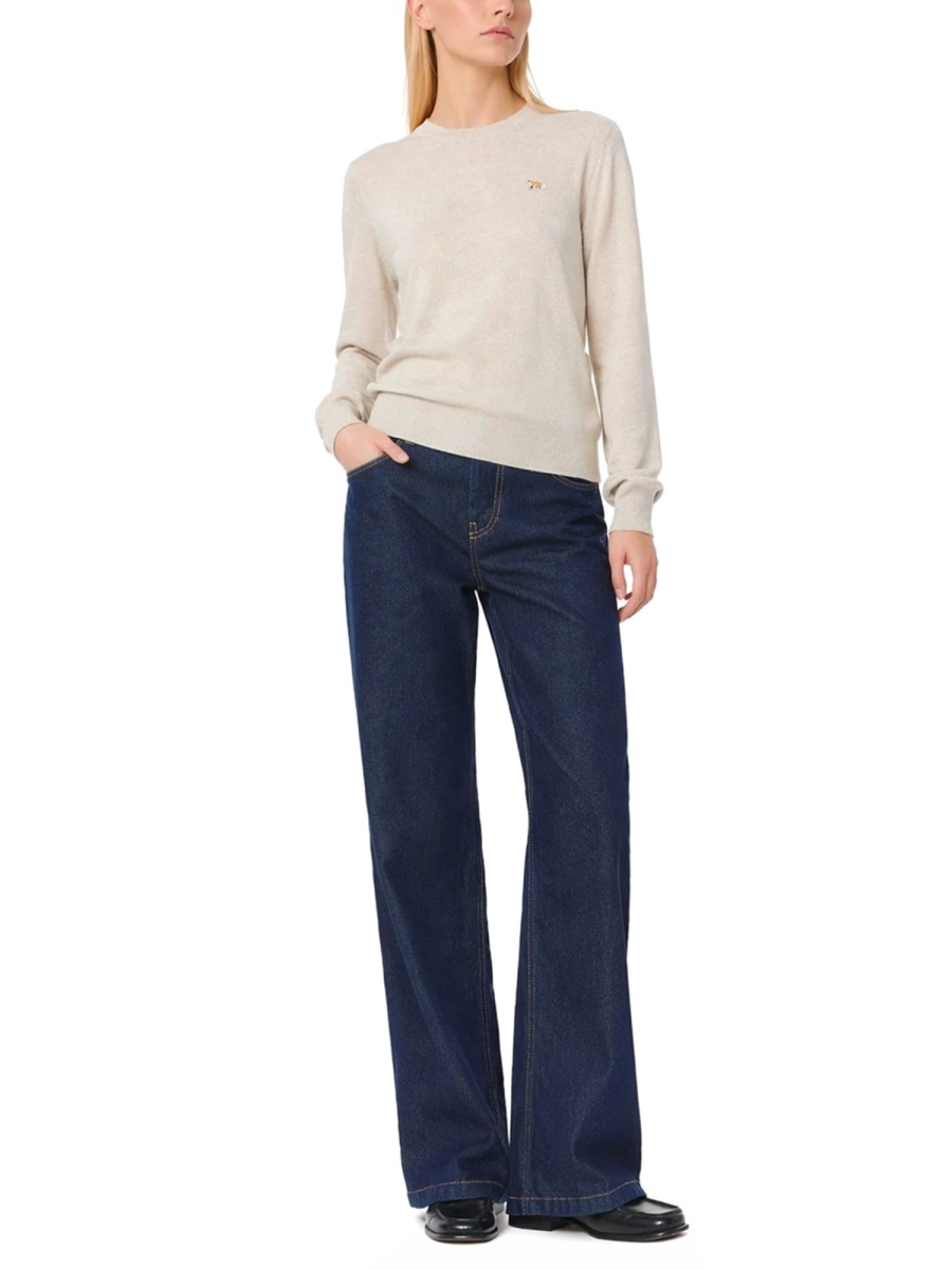 Maison Kitsuné Neutral Baby Fox Crew Neckline Sweater Grijs