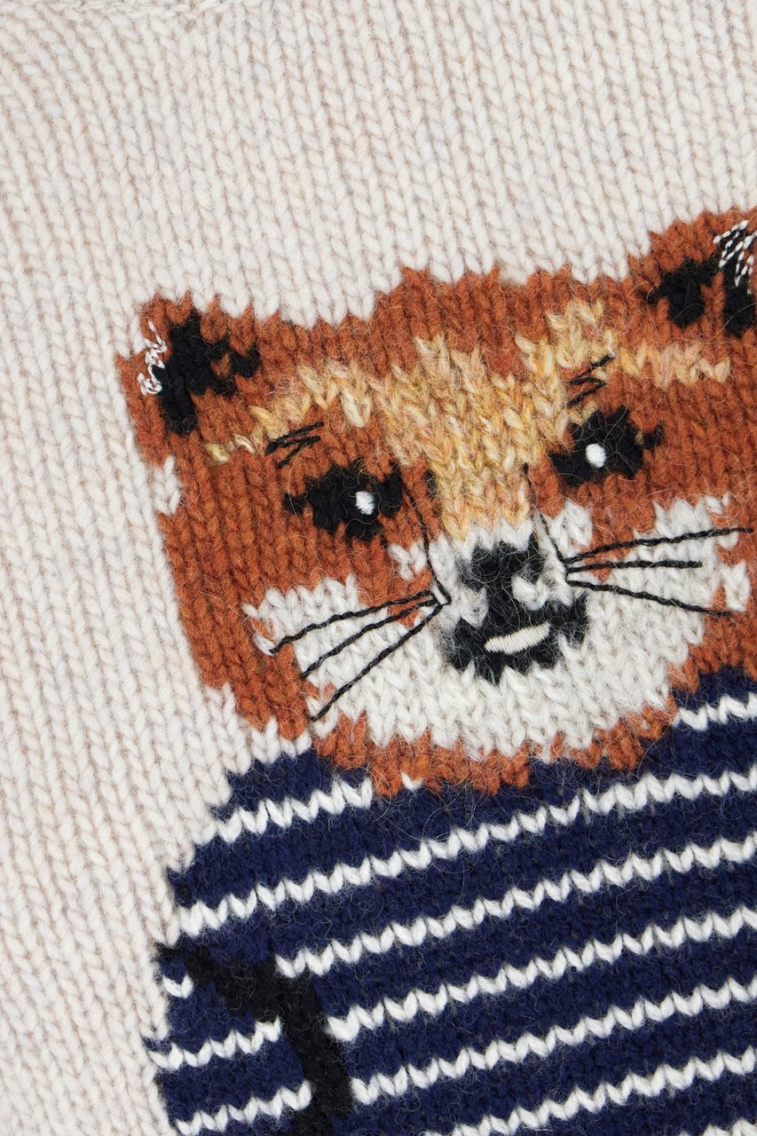 Maison Kitsuné Maison Kitsunè Sand wool sweater Neutraal