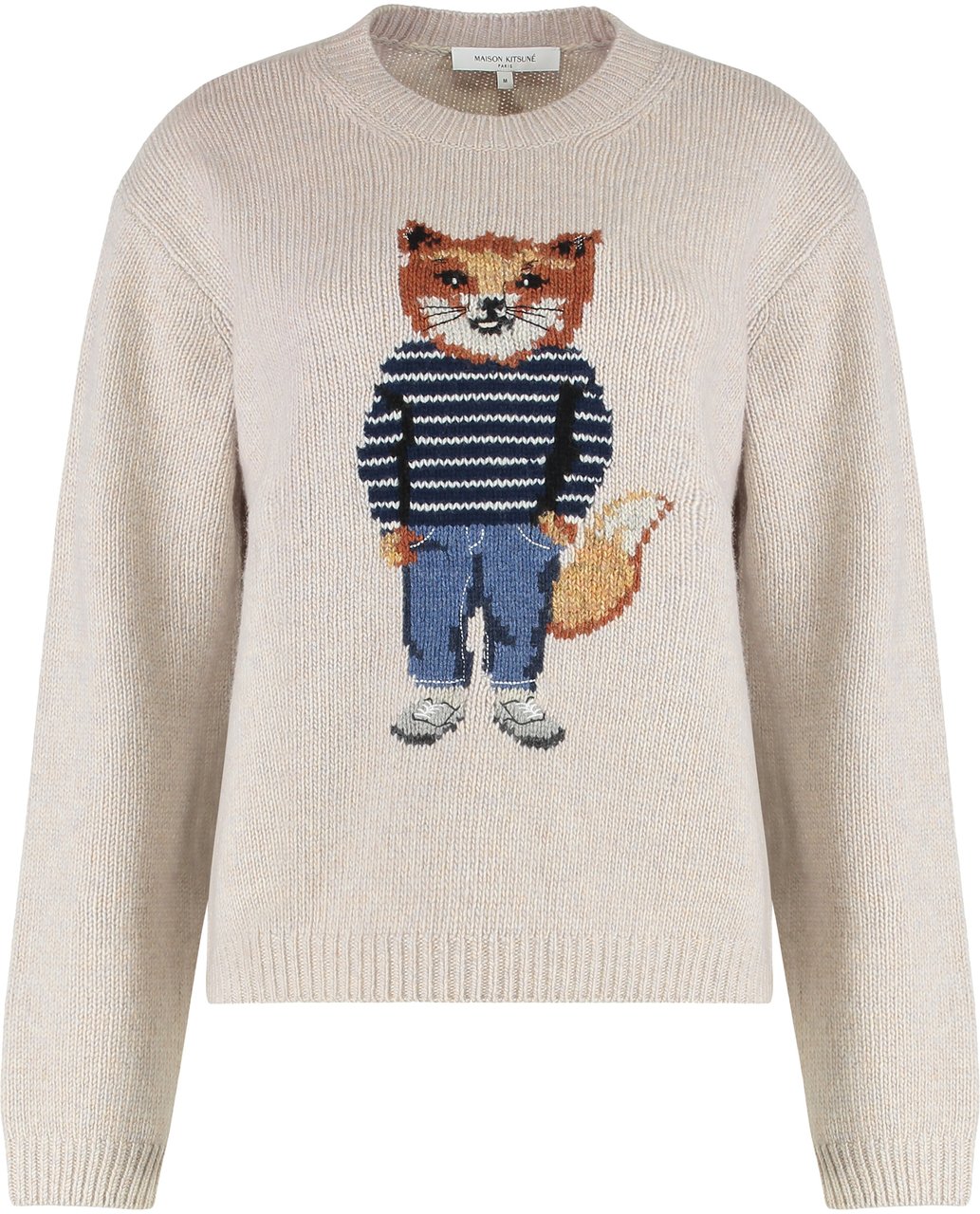 Maison Kitsuné Sweater with round neckline in wool Neutraal