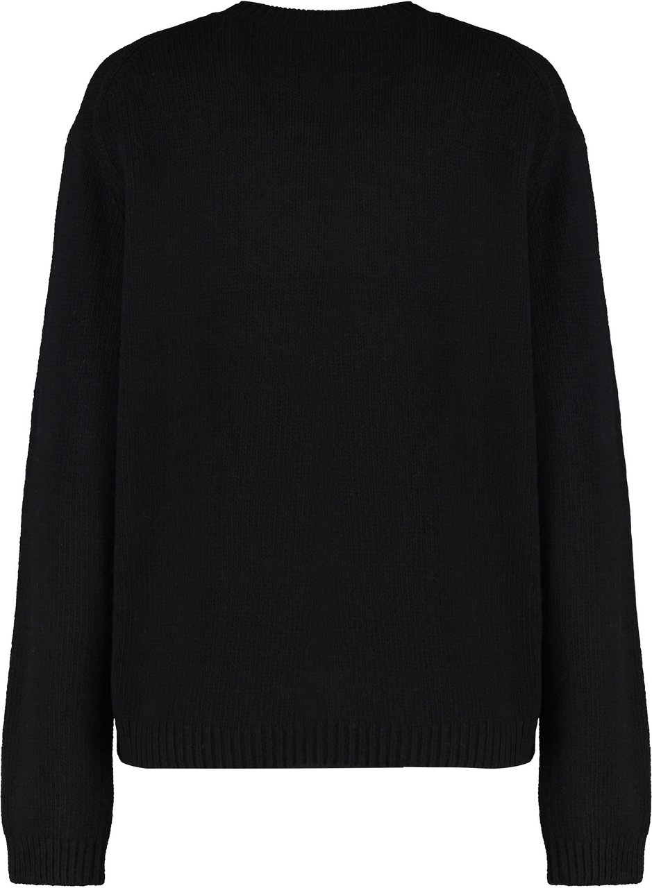 Maison Kitsuné Crew neck sweater in merino wool Zwart