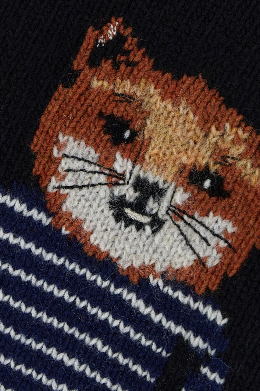 Maison Kitsuné Maison Kitsunè Black wool sweater Zwart