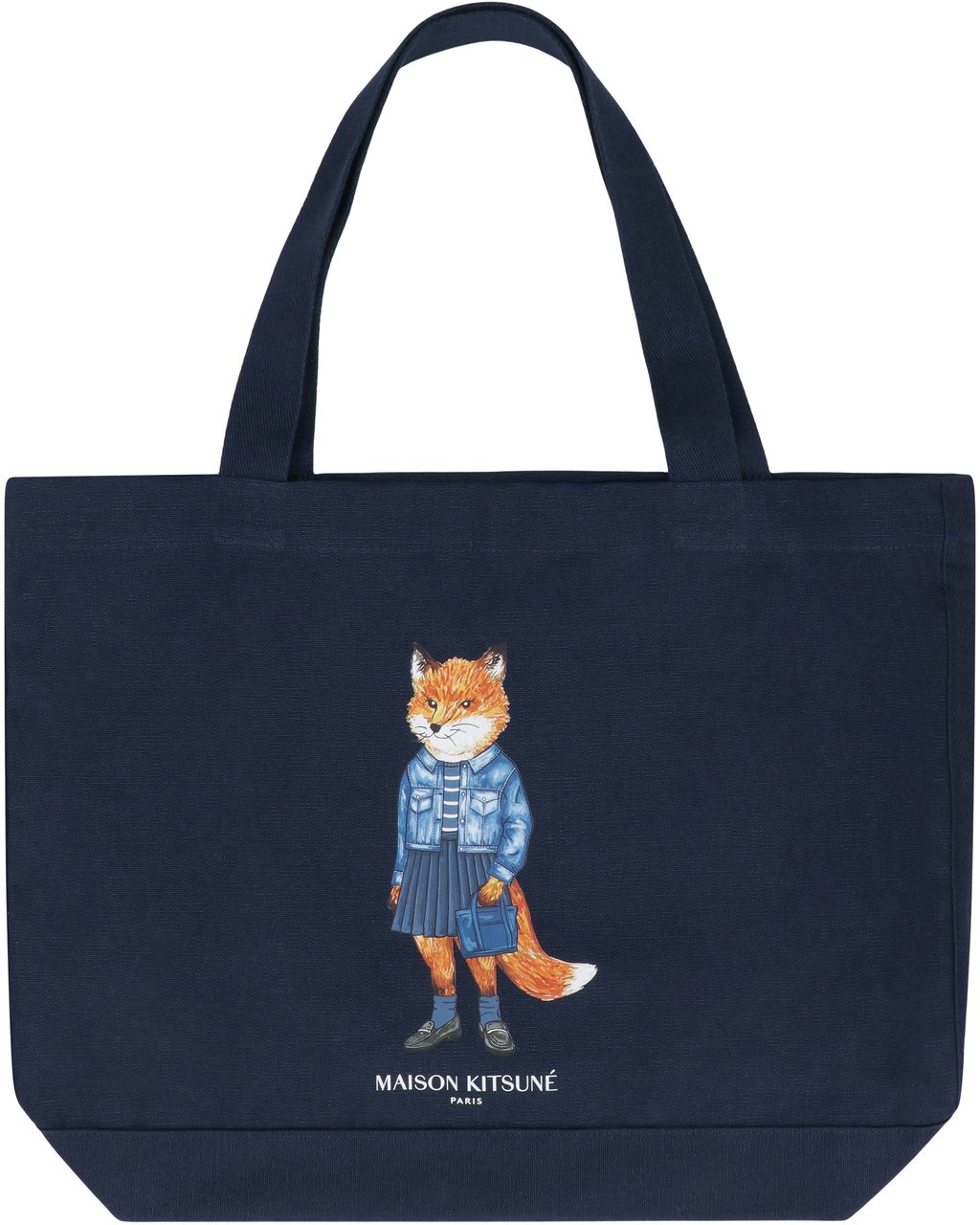 Maison Kitsuné Cotton canvas tote bag Blauw