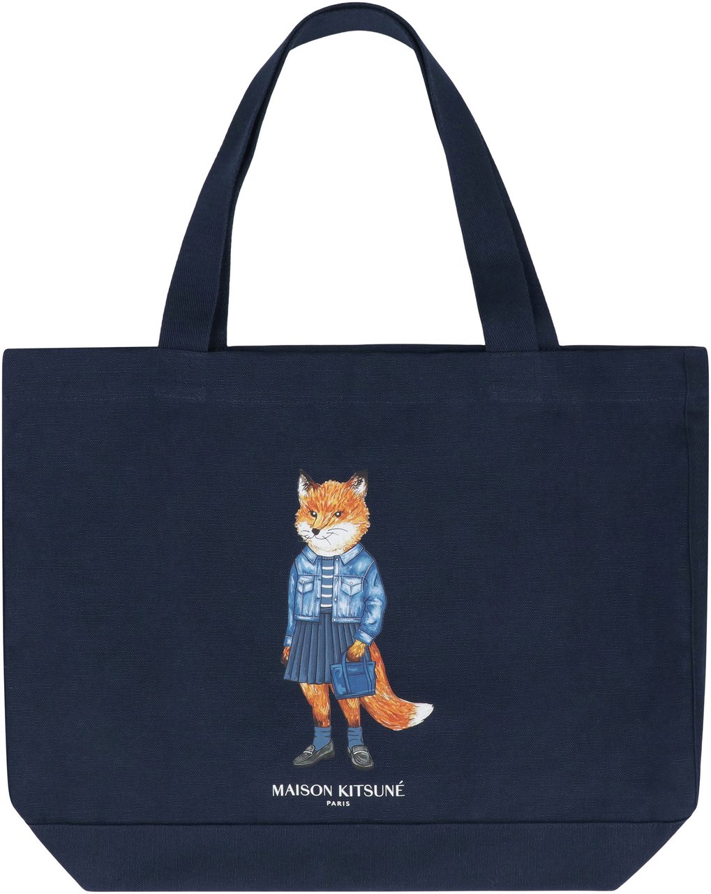 Maison Kitsuné Cotton canvas tote bag Blauw