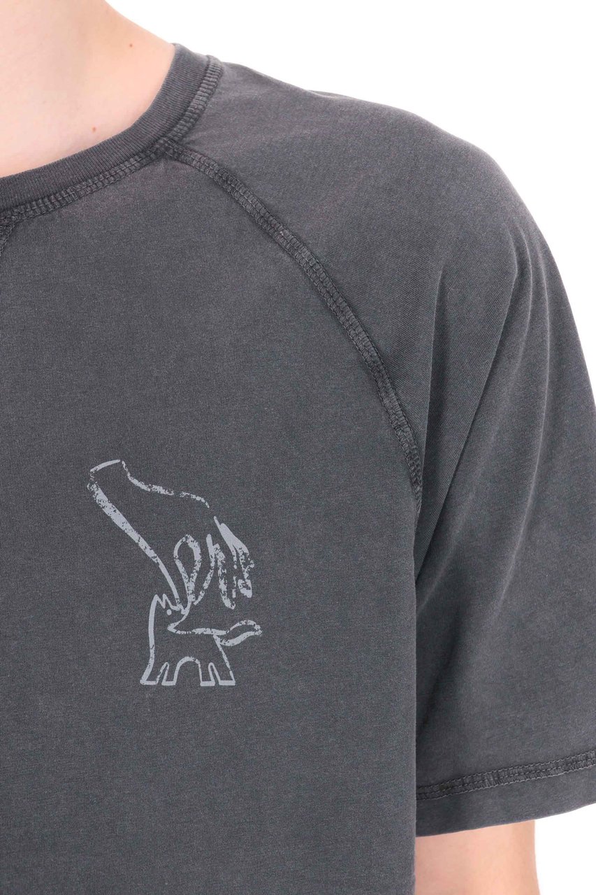 Maison Kitsuné Fountain Stamp Faded Cotton T-Shirt Grijs