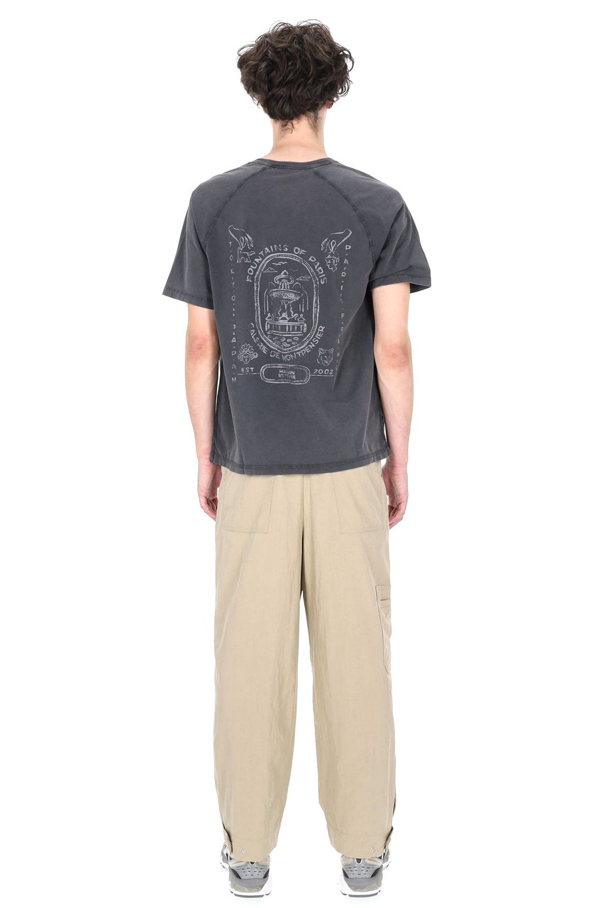 Maison Kitsuné Fountain Stamp Faded Cotton T-Shirt Grijs