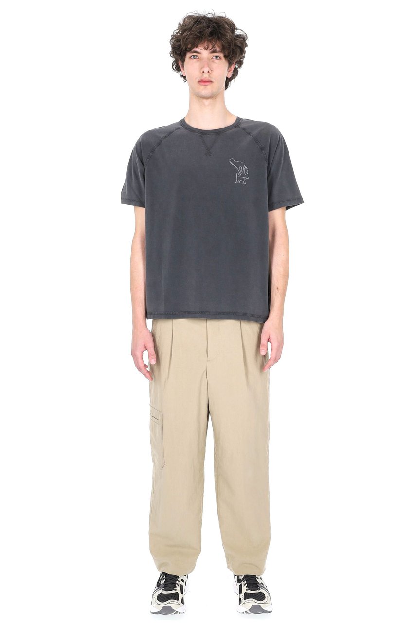 Maison Kitsuné Fountain Stamp Faded Cotton T-Shirt Grijs