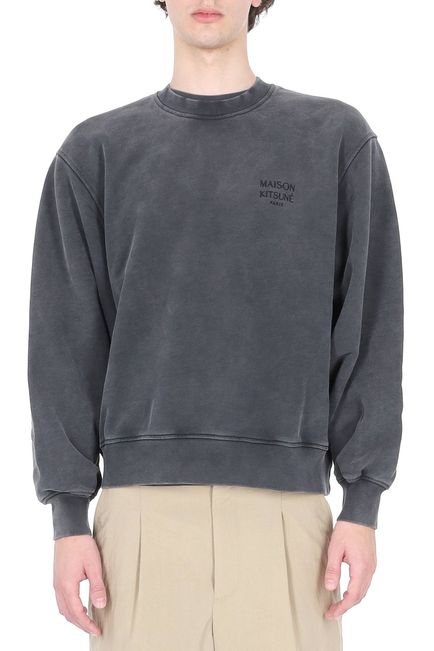 Maison Kitsuné Paris Faded Cotton Sweatshirt Grijs