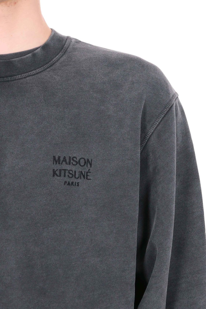 Maison Kitsuné Paris Faded Cotton Sweatshirt Grijs