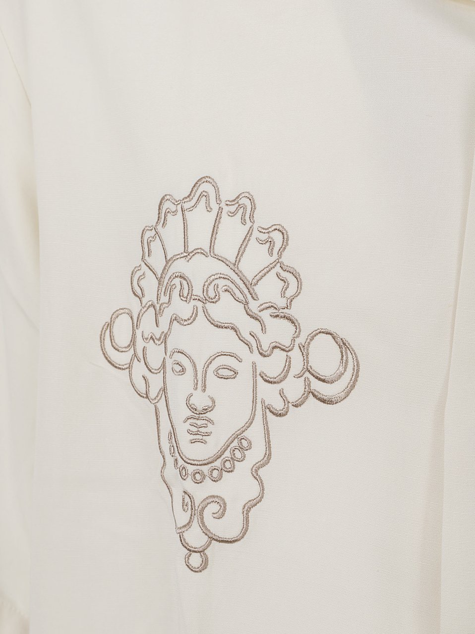 Maison Kitsuné Short-Sleeved Button-Up Shirt with Camp Collar and Embroidered Design Wit