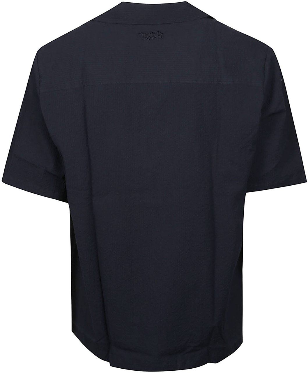 Maison Kitsuné Short Sleeve Seersucker Resort Shirt Blue Blauw