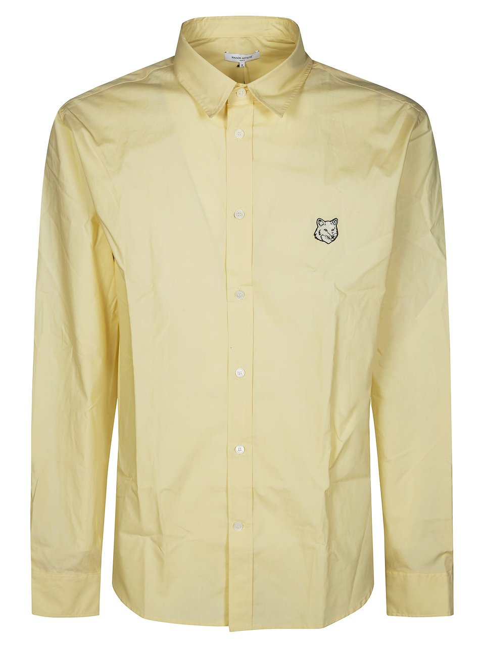 Maison Kitsuné Pale Yellow Regular Fit Fox Shirt Neutraal