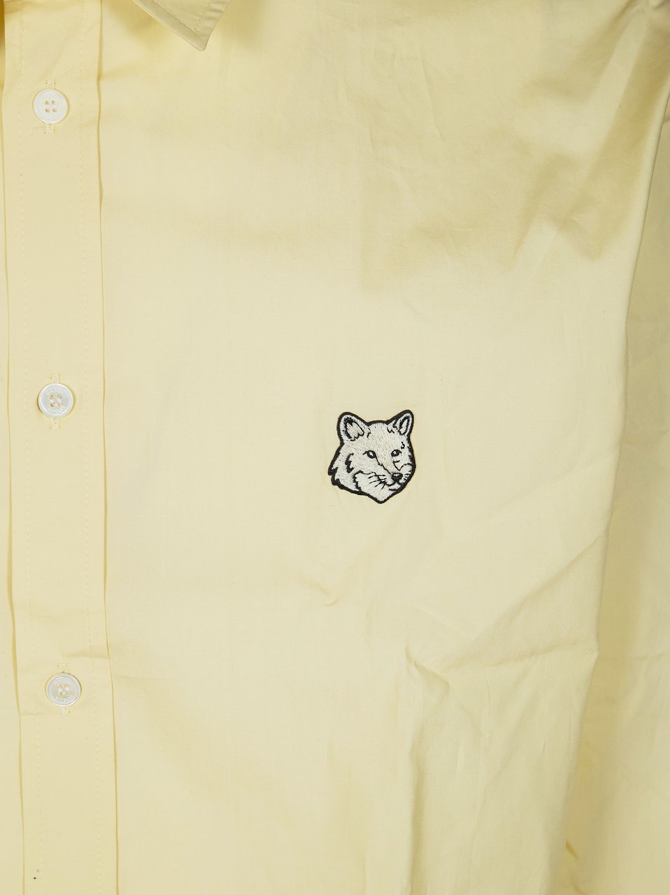 Maison Kitsuné Pale Yellow Regular Fit Fox Shirt Neutraal