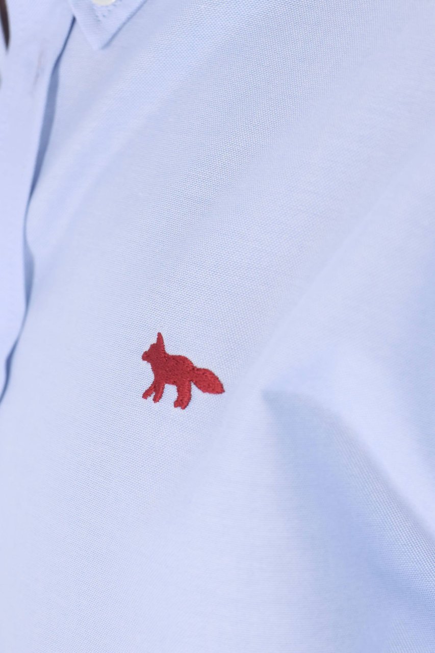 Maison Kitsuné Red Fox Oxford Button-Down Shirt Blauw