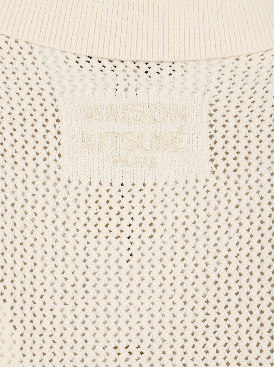 Maison Kitsuné Openwork Design Short Sleeve Cardigan Neutraal