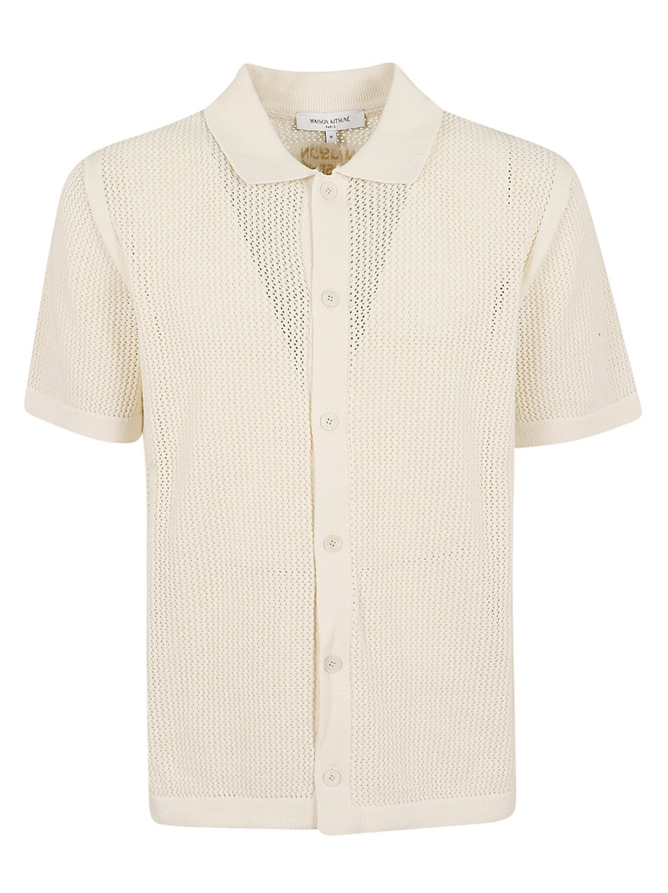 Maison Kitsuné Openwork Design Short Sleeve Cardigan Neutraal