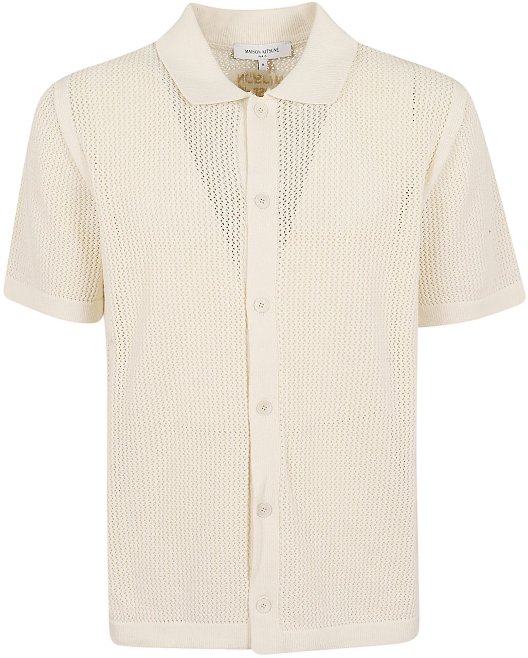 Maison Kitsuné MAISON KITSUNE OPEN KNIT SHORT SLEEVE CARDIGAN Beige