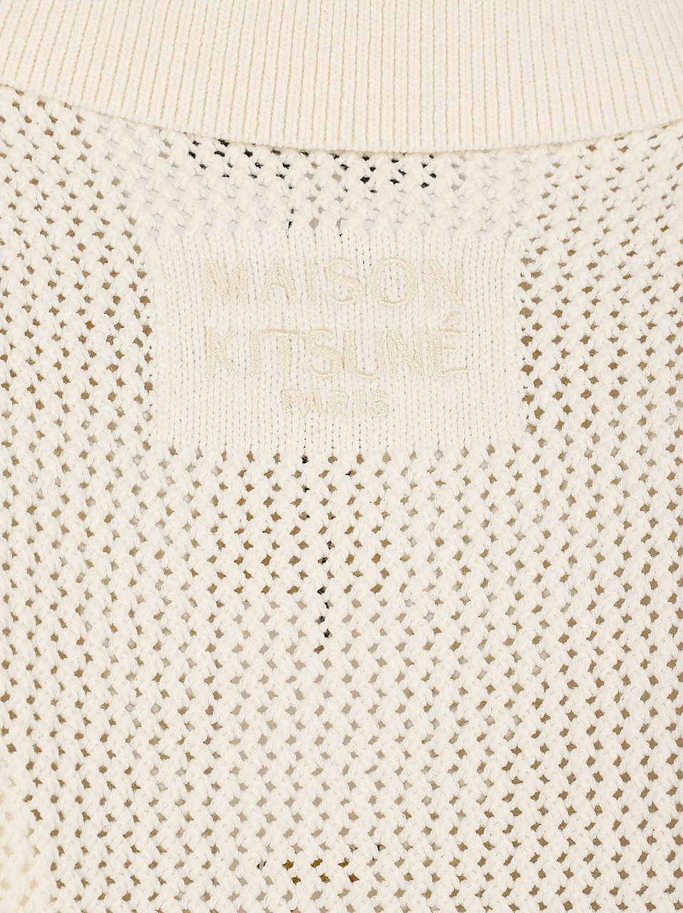 Maison Kitsuné MAISON KITSUNE OPEN KNIT SHORT SLEEVE CARDIGAN Beige