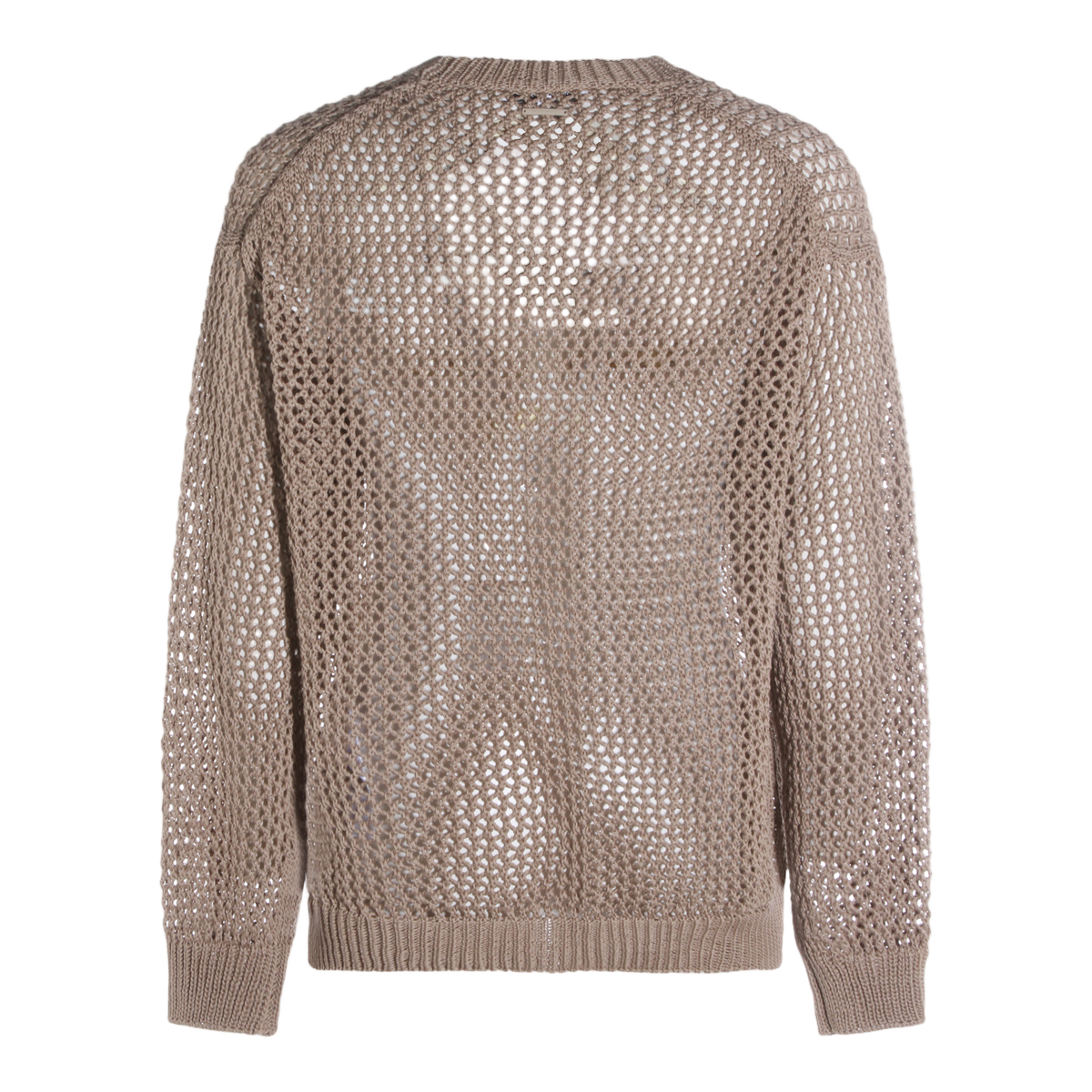 Maison Kitsuné Open-Knit Mesh Sweater with Classic Crew Neckline Neutraal