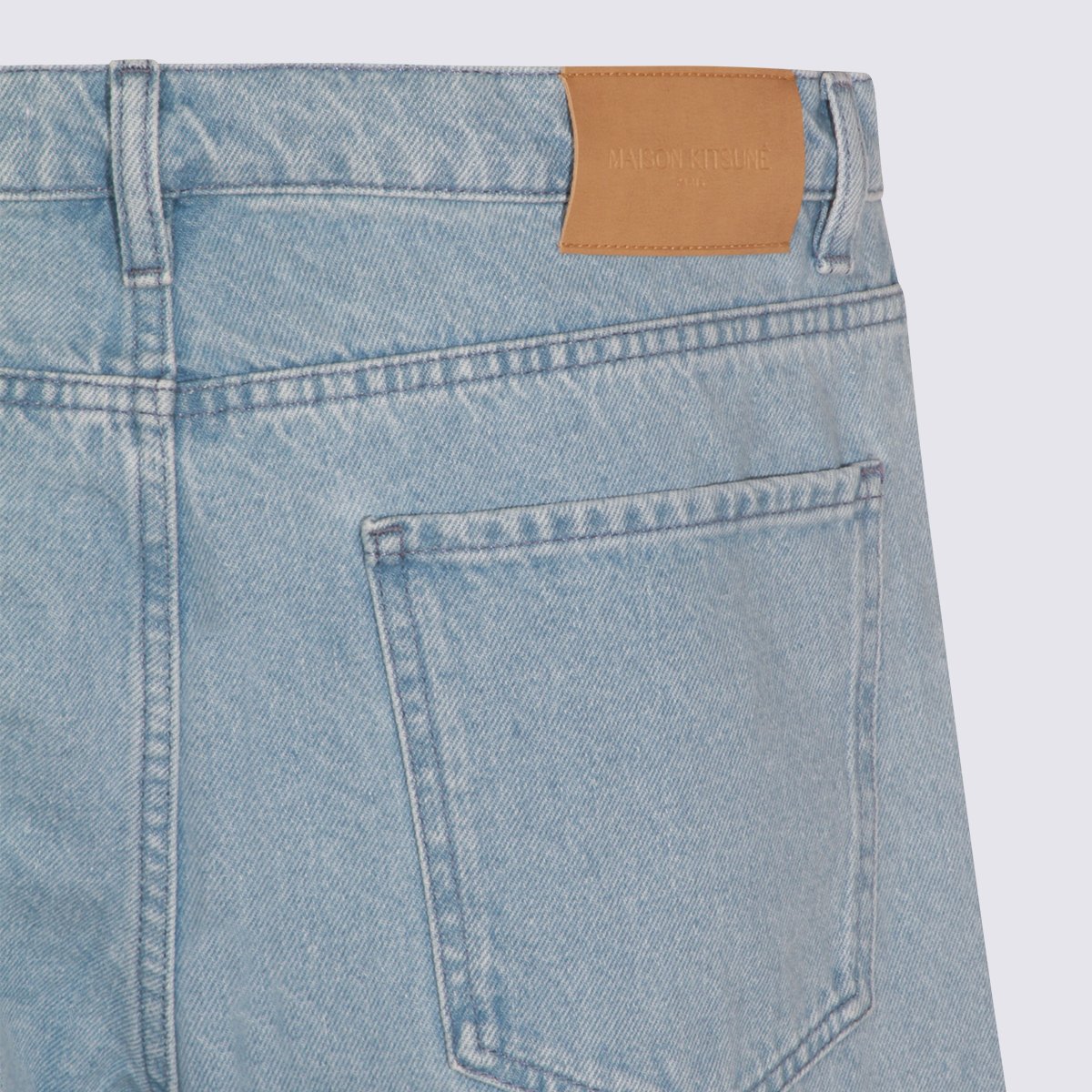 Maison Kitsuné Light Blue Straight-Leg Jeans With Traditional Five-Pocket Design Blauw