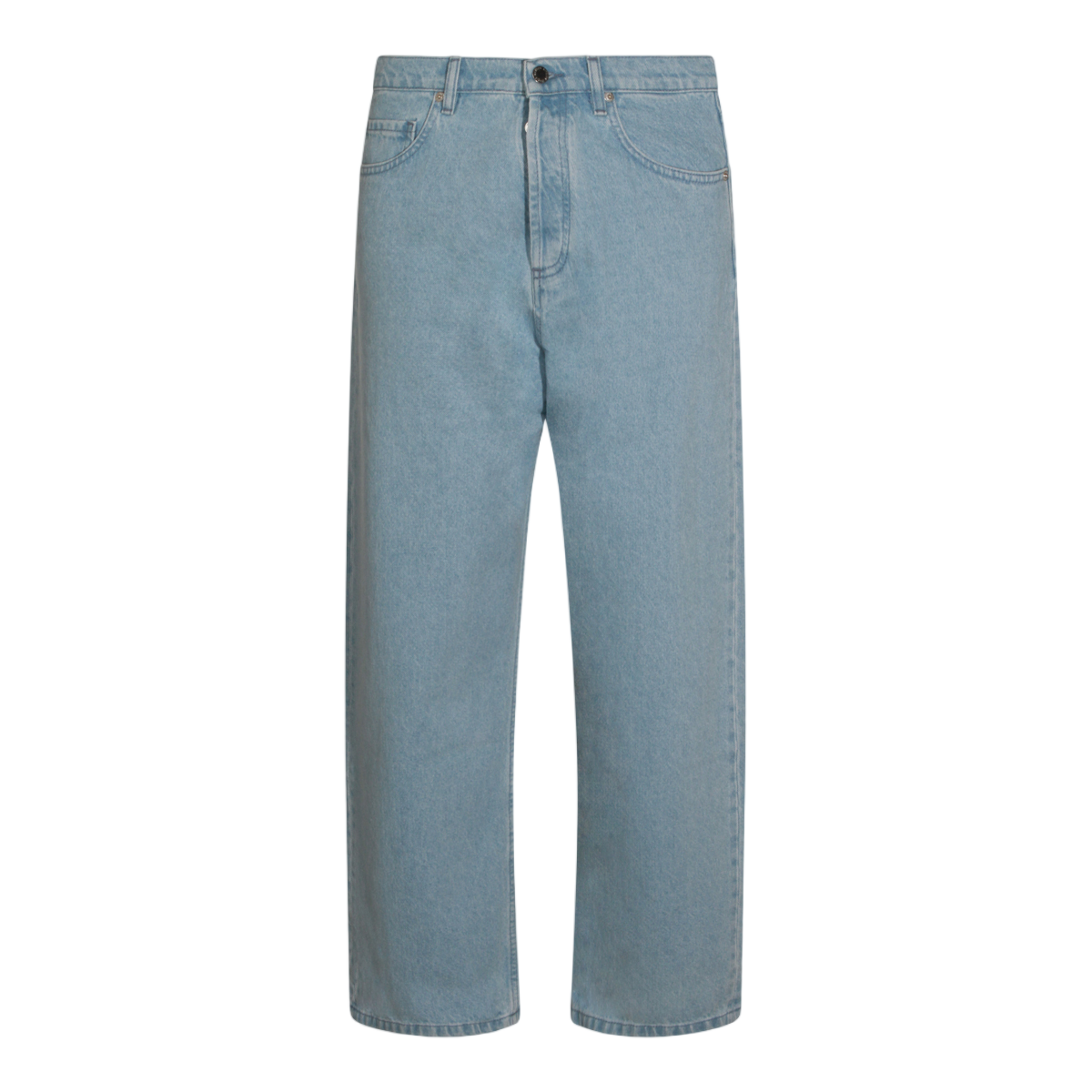 Maison Kitsuné Light Blue Straight-Leg Jeans With Traditional Five-Pocket Design Blauw