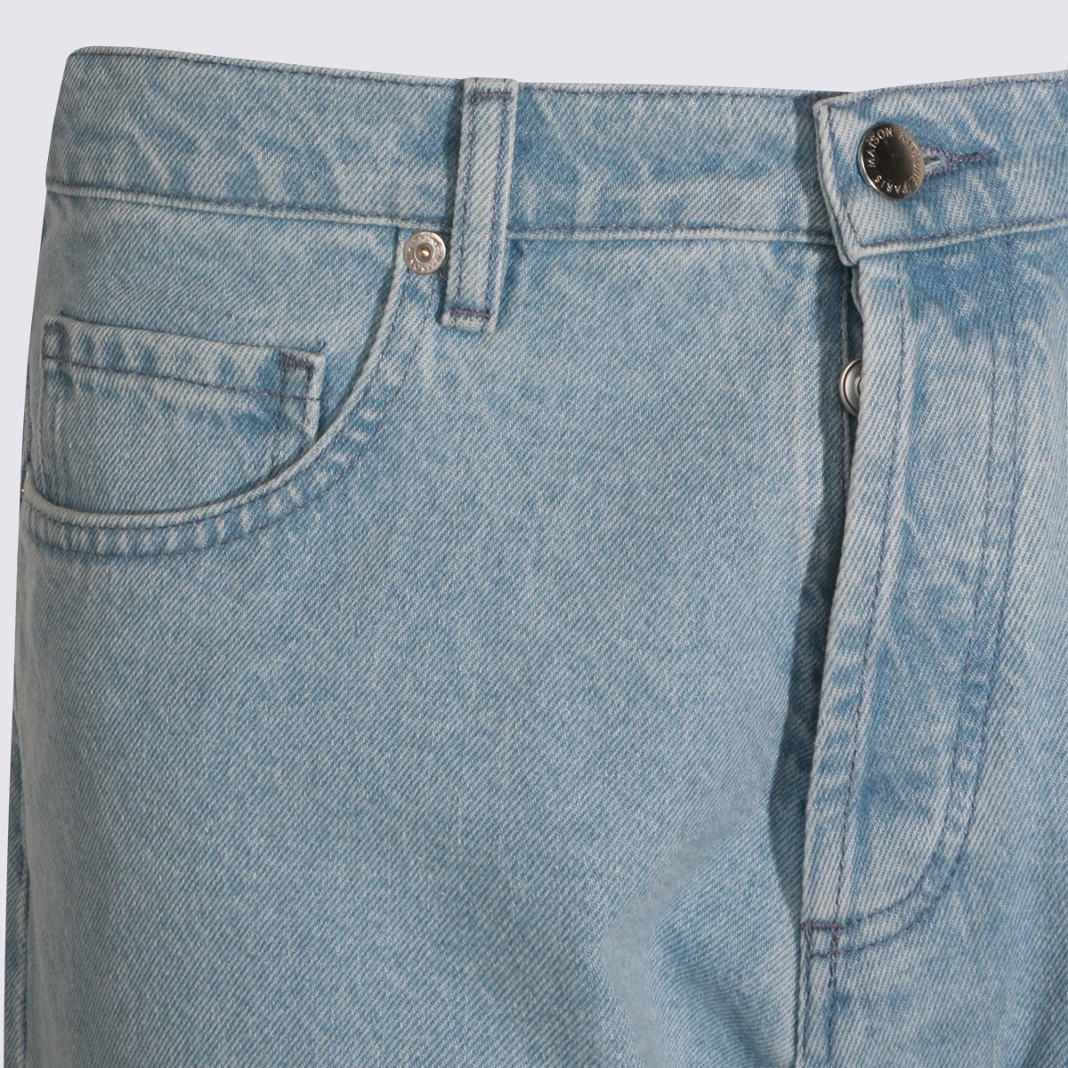 Maison Kitsuné Light Blue Straight-Leg Jeans With Traditional Five-Pocket Design Blauw