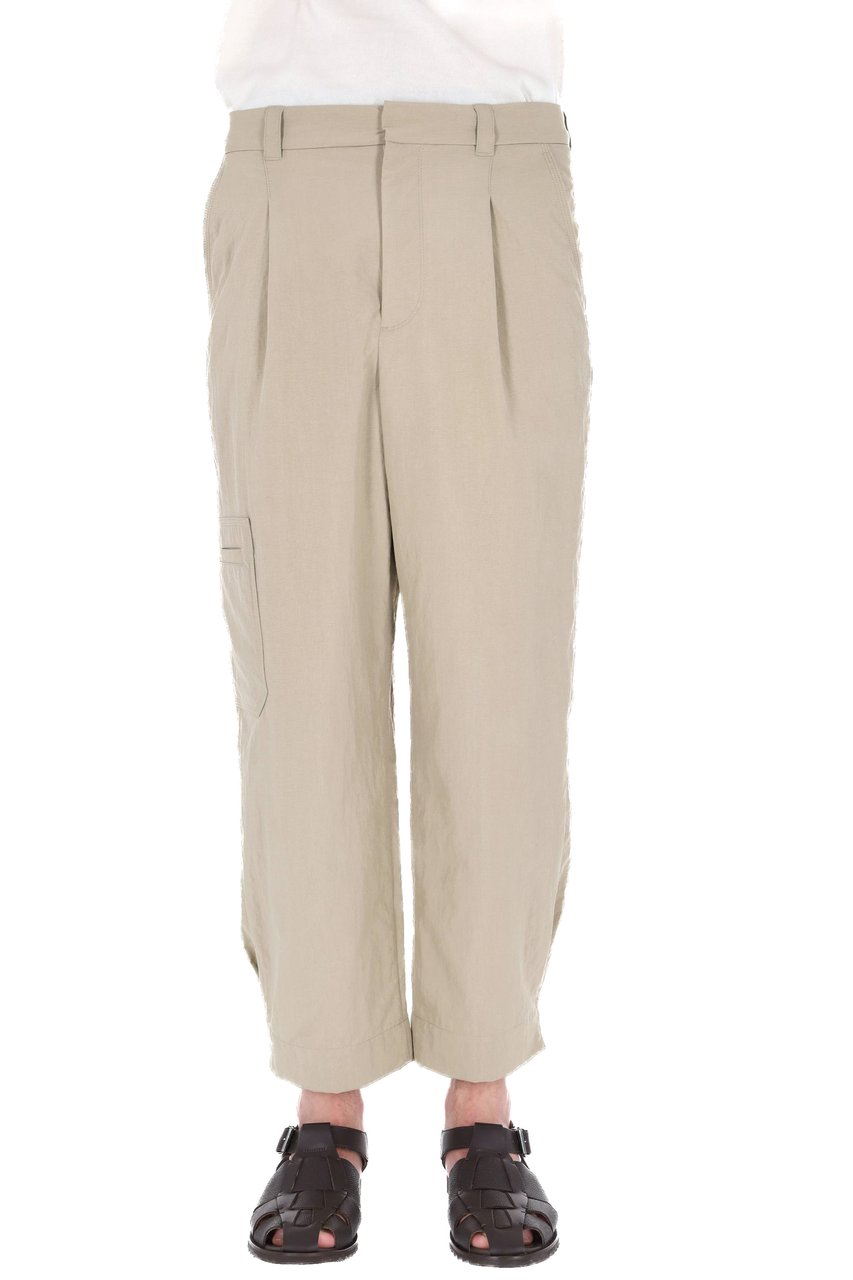 Maison Kitsuné Adjustable Hem Cropped Canvas Pants Neutraal