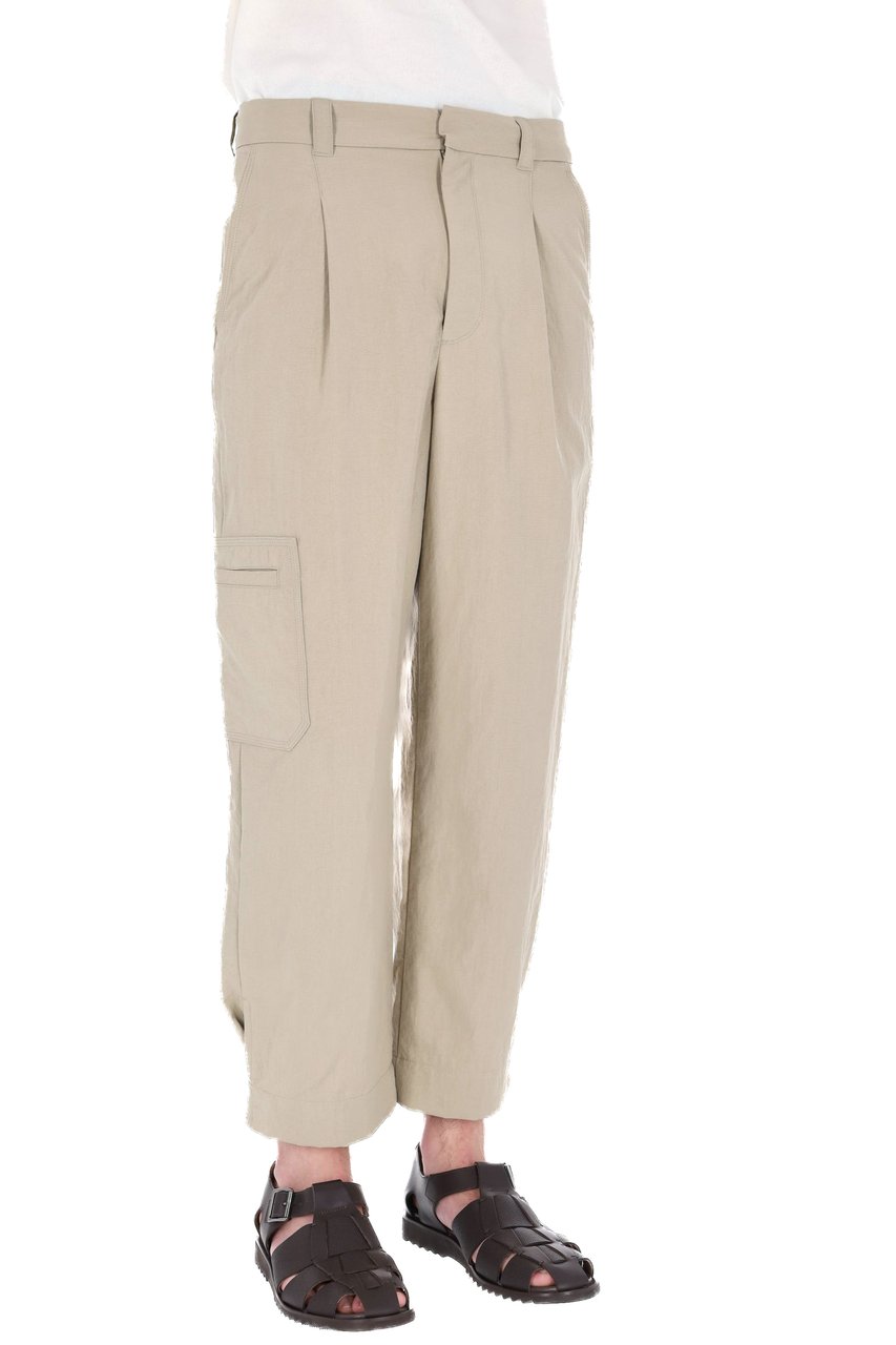 Maison Kitsuné Adjustable Hem Cropped Canvas Pants Neutraal