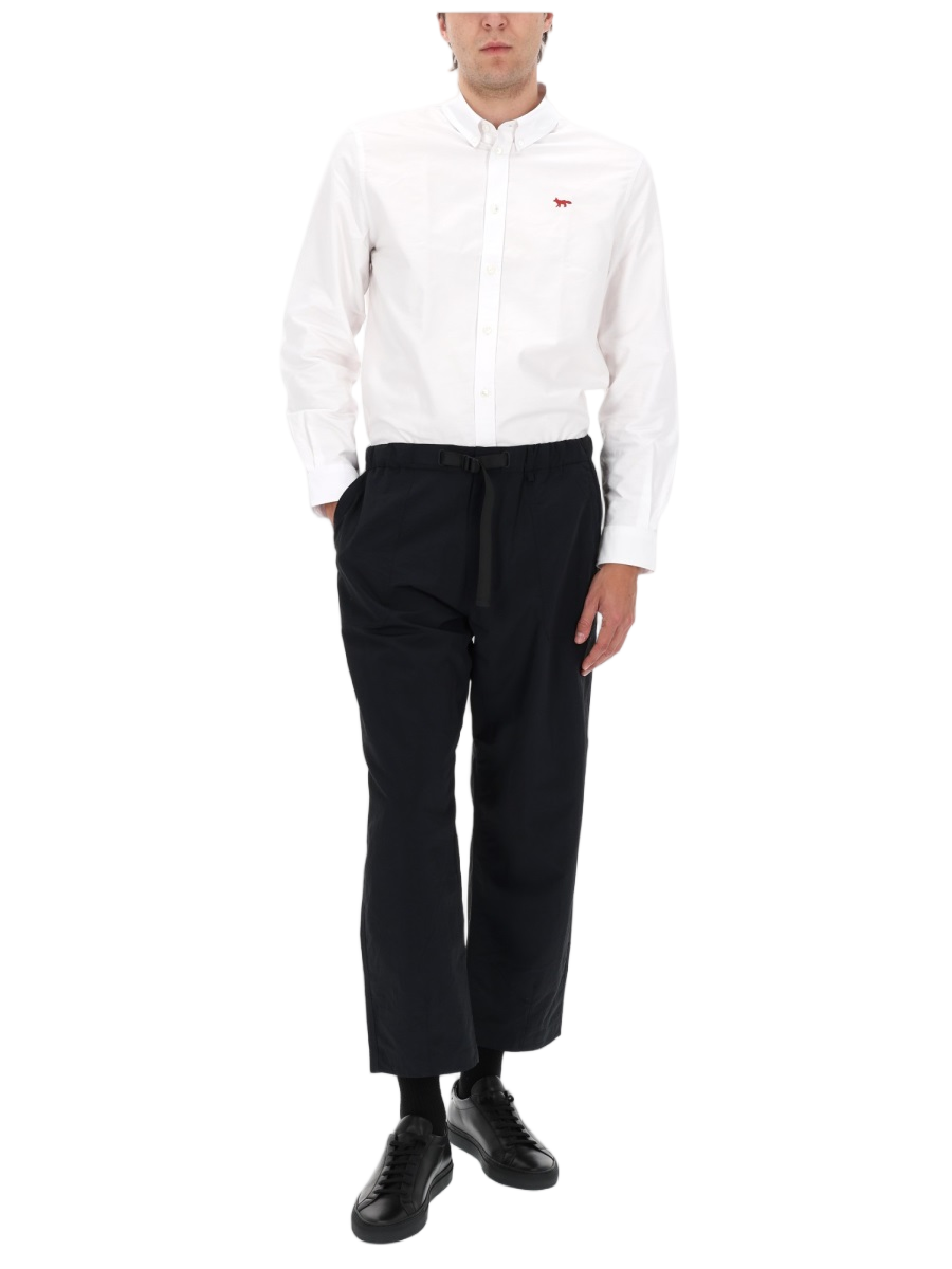 Maison Kitsuné Neutrals Relaxed Cropped Technical Polyamide Pants Zwart