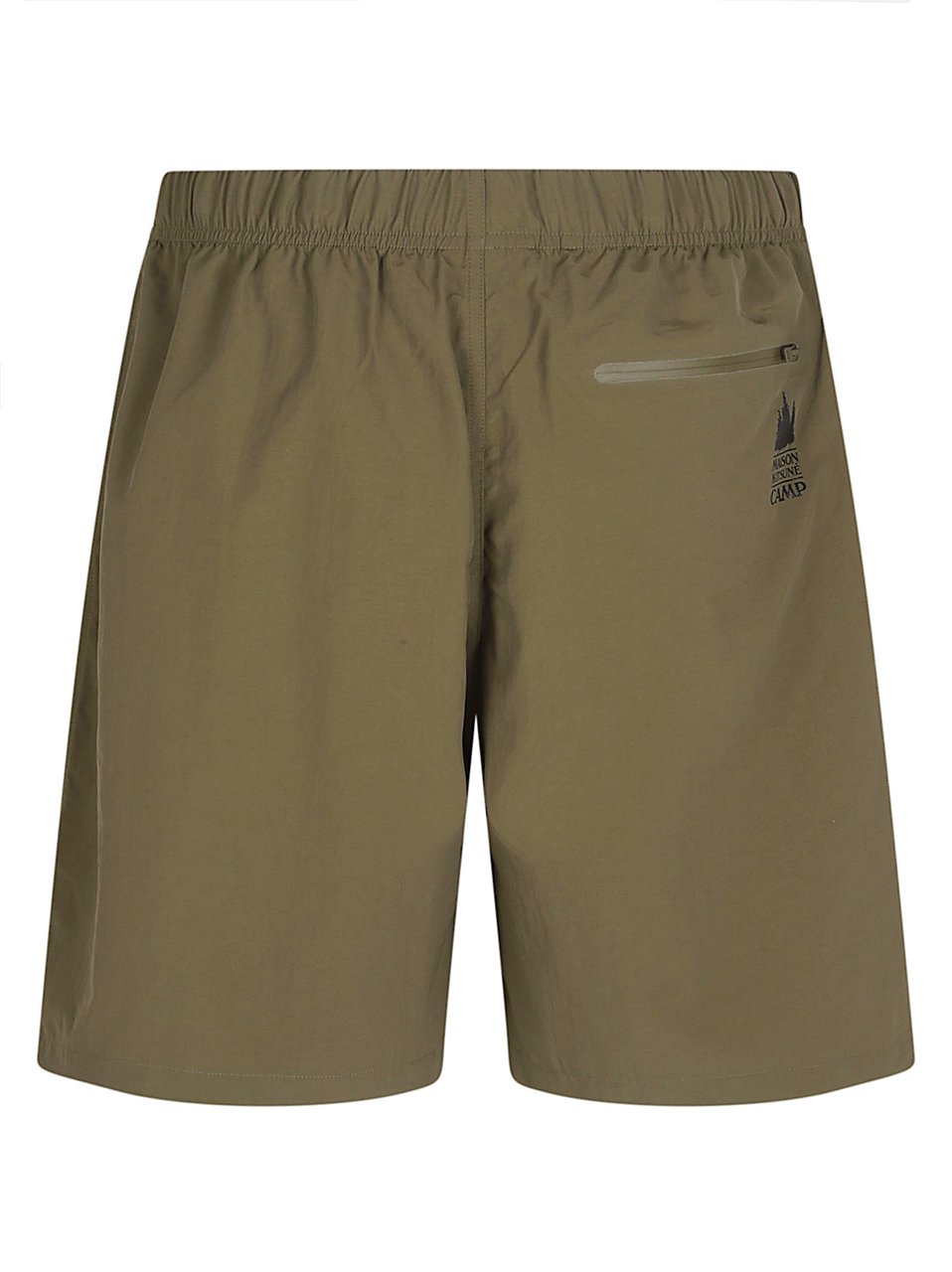Maison Kitsuné Olive Green Minimalist Shorts with Adjustable Waistband and Zippered Pocket Grijs