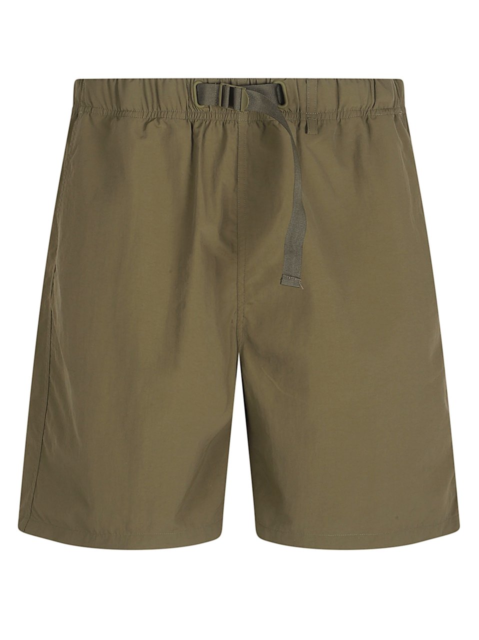 Maison Kitsuné Olive Green Minimalist Shorts with Adjustable Waistband and Zippered Pocket Grijs