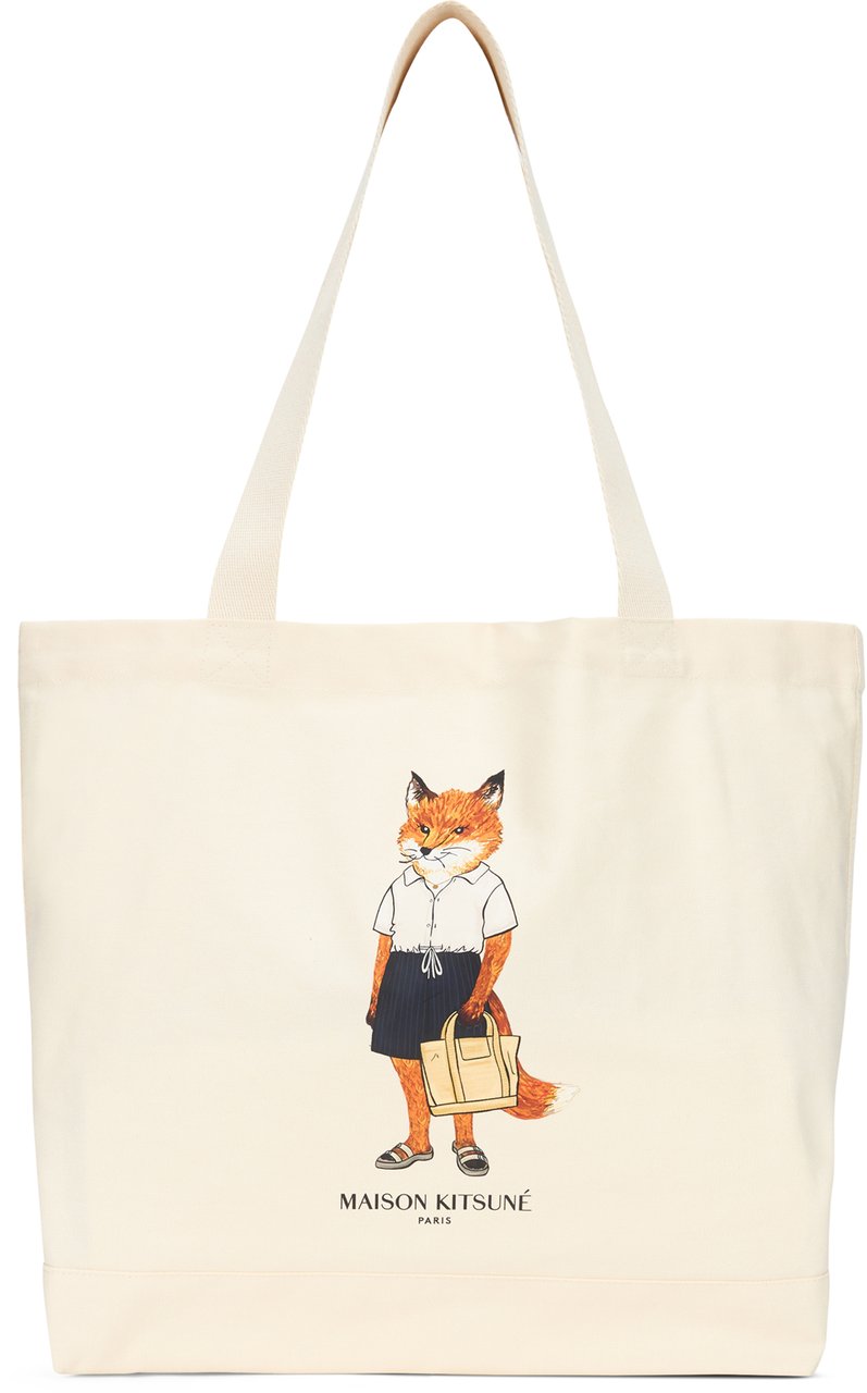 Maison Kitsuné Canvas tote bag Neutraal