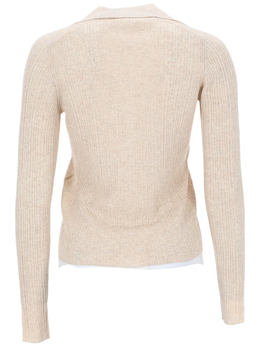Maison Kitsuné Baby Fit Slim Ribbed Cardigan Neutraal
