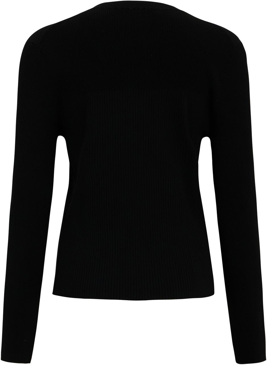 Maison Kitsuné Ribbed crewneck cardigan Zwart