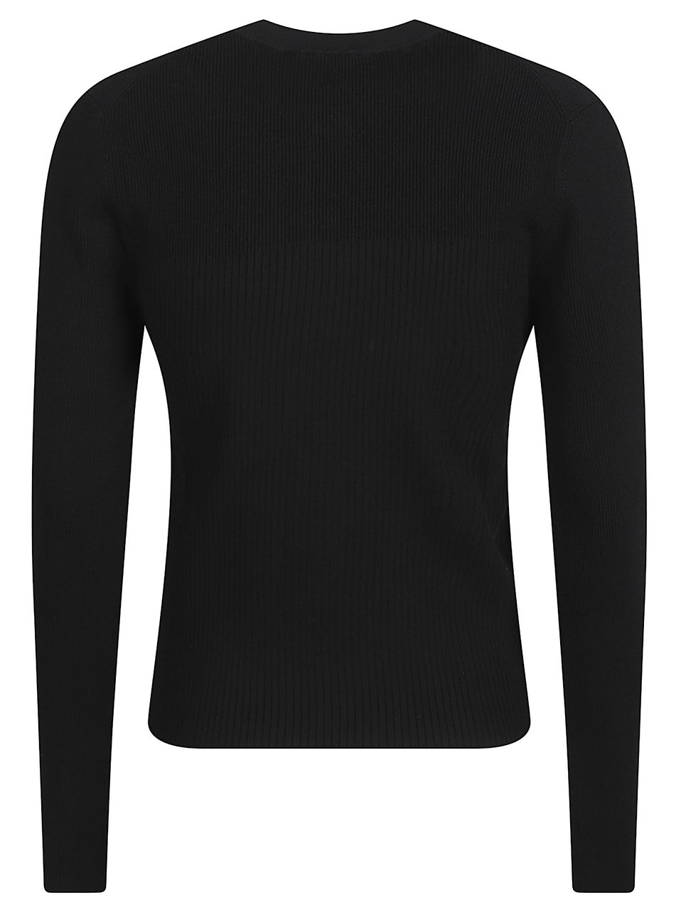 Maison Kitsuné Fitted Ribbed Knit Sweater with Button-Down Front and Logo Zwart