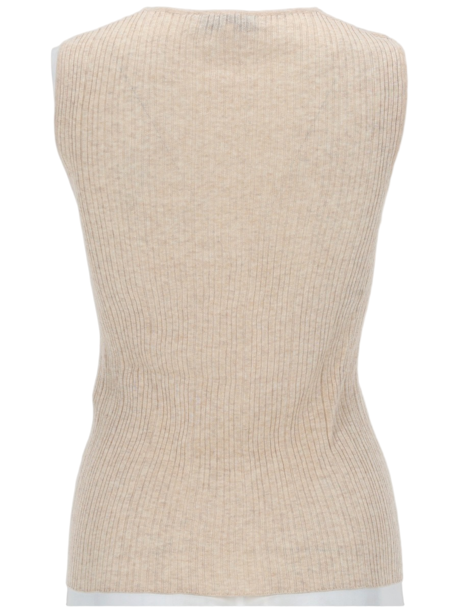 Maison Kitsuné Neutral Baby Fox Ribbed Knit Tank Top Neutraal
