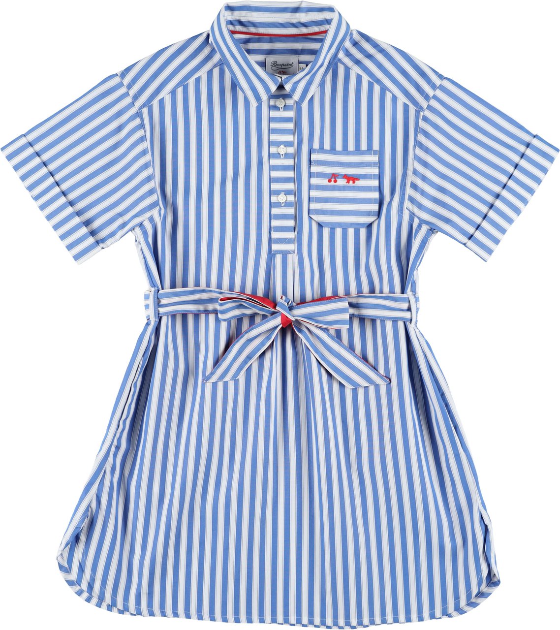 Maison Kitsuné Shirt Belt Dress Stripes Prussian Blue Stripes Lichtblauw