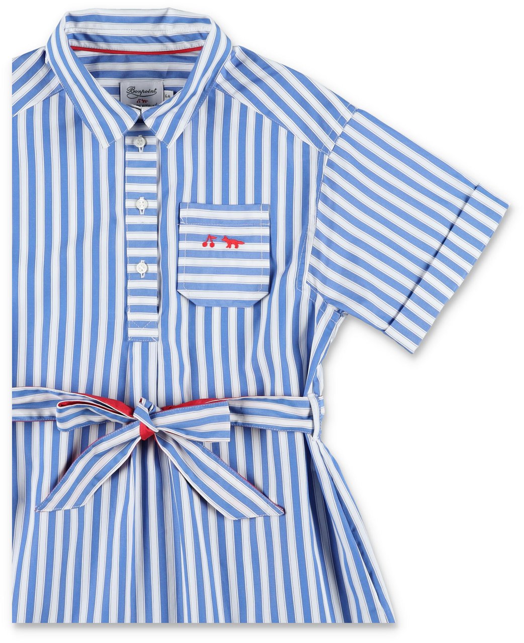 Maison Kitsuné Shirt Belt Dress Stripes Prussian Blue Stripes Lichtblauw