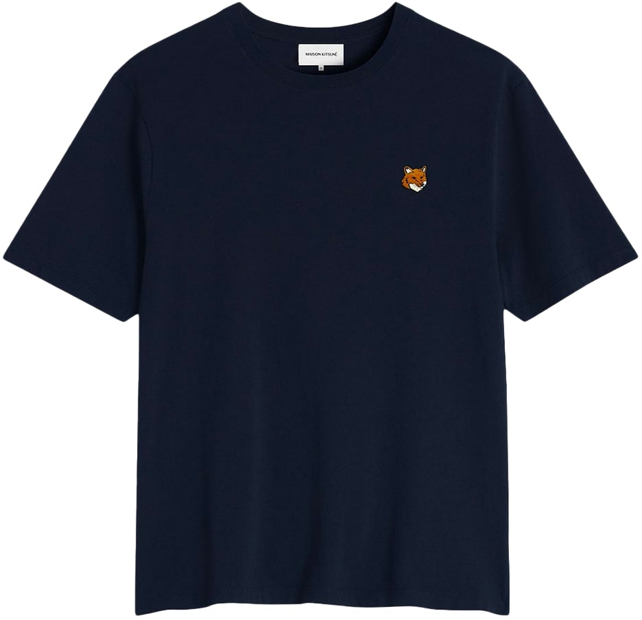 Maison Kitsuné t shirt a patch logo brode Blauw