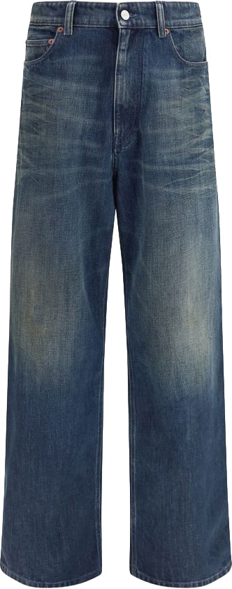 Maison Margiela MM6 Blue Cotton Straight-Leg Jeans Blauw