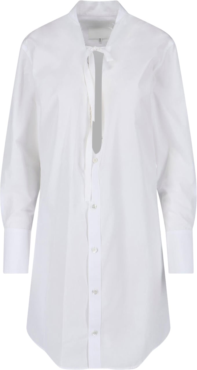 Maison Margiela White Poplin Front Tie Mini Dress Wit