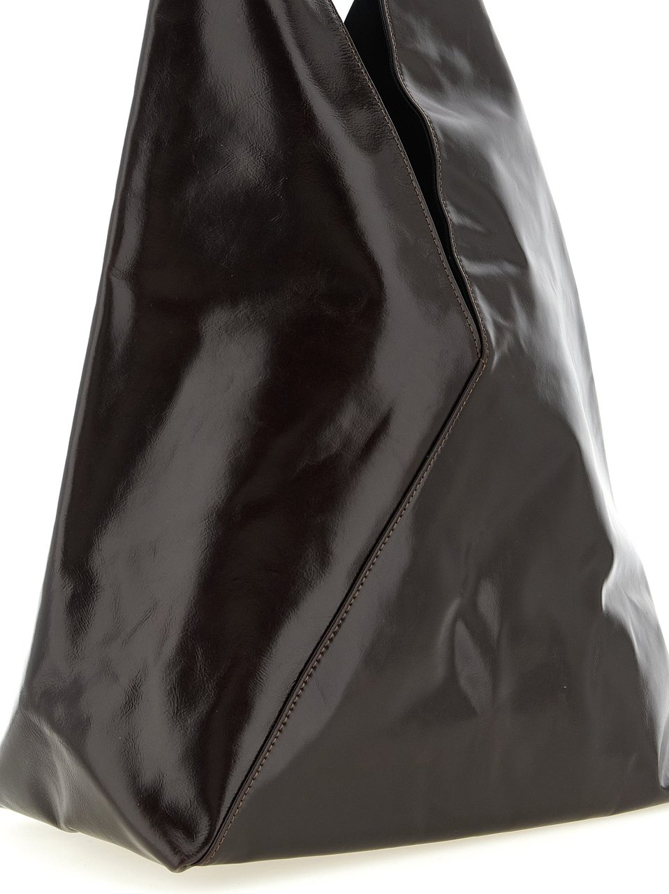 Maison Margiela Brown Triangular Top Handle Shoulder Bag Zwart