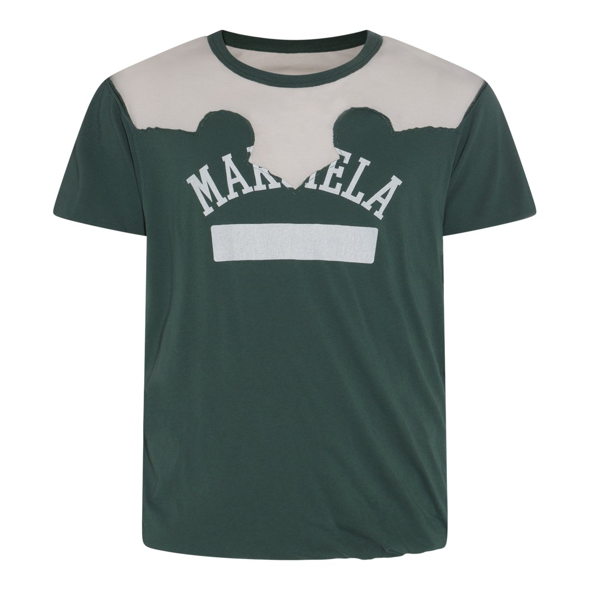 Maison Margiela Green Cotton Logo Print T-Shirt Zwart