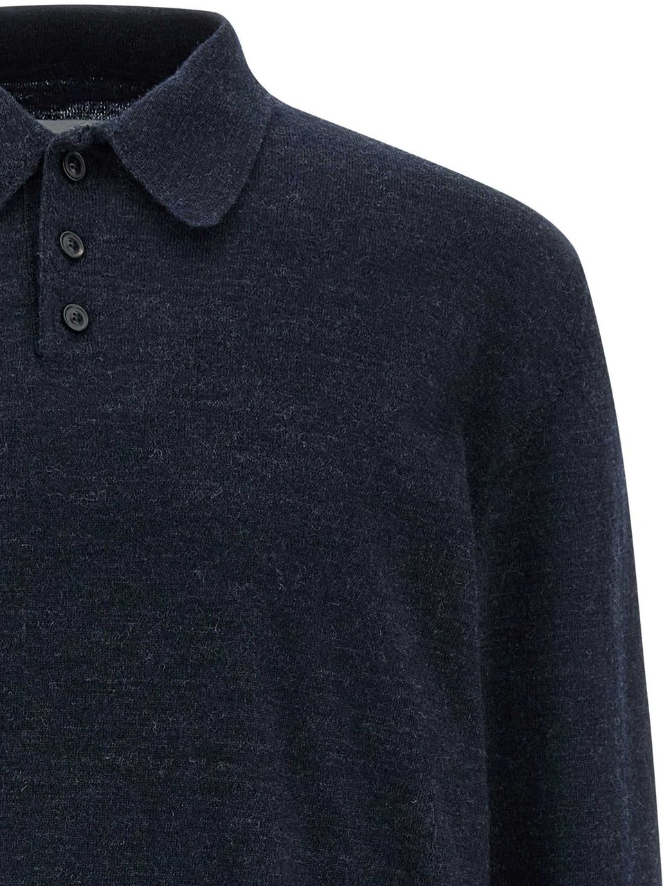 Maison Margiela Blue Wool Polo Shirt Blauw